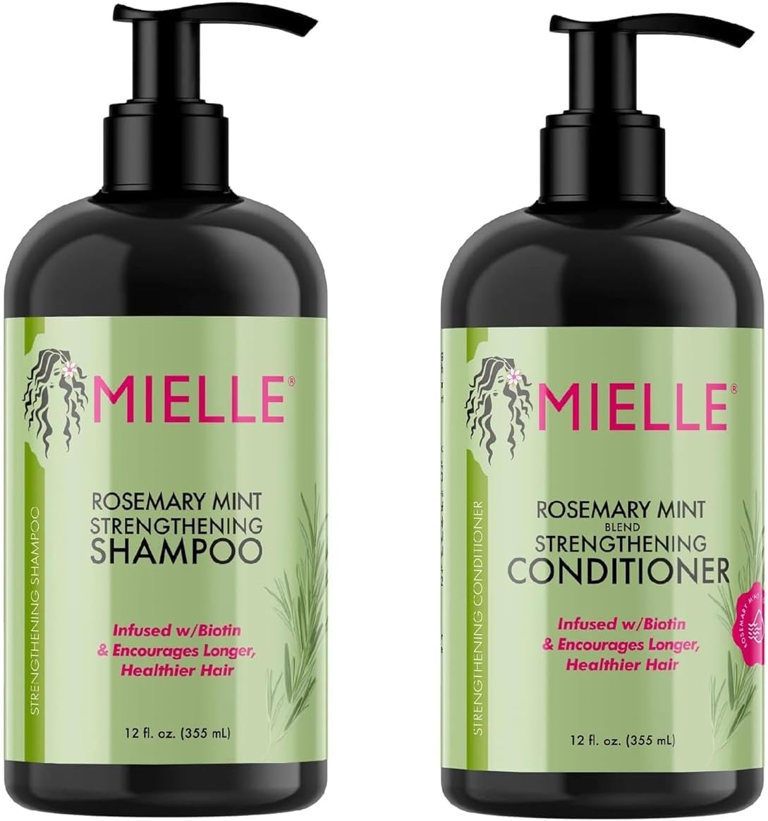 Mielle - Rosemary Mint - Biotin Infused - Hair Growth Products for Stronger and Healthier Hair - Shampoo & New Conditioner Styling Bundle Set 2 PCS