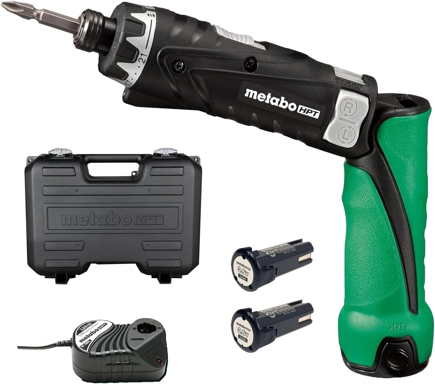 Metabo HPT 3.6V Lithium Ion Cordless Screwdriver Kit, Compact and Lightweight Power Screwdriver with 2 x 1.5Ah Batteries and Quick Charger, 21 + 1 Clutch Settings and Built-In LED Light, DB3DL2