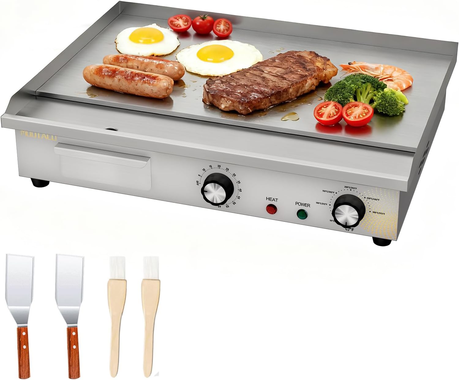 Commercial Electric Griddle,54cm Flat Top Grill with 0-60mins Timer