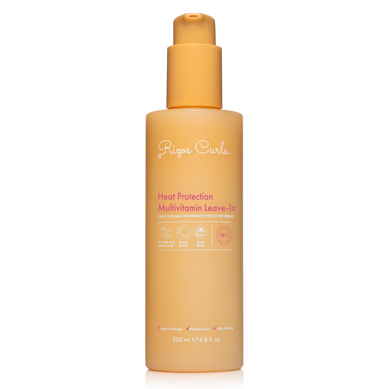 Rizos Curls Multivitamin Leave-In Heat Protection Up to 450°F – Strengthen, Repair & Add Shine to Straight, Wavy, Curly, Coily Hair Types 1a–4c – Sulfate & Paraben Free