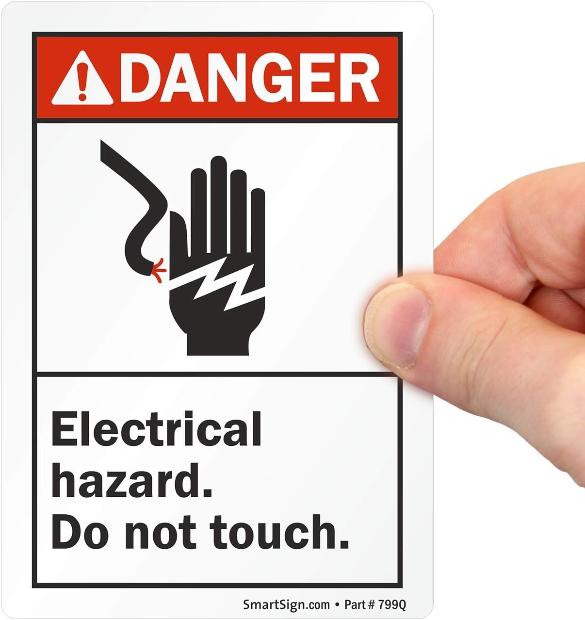 SmartSign "Danger - Electrical Hazard, Do Not Touch" Label | 3.5" x 5" Laminated Vinyl, Black/Red on White, 1 Count (Pack of 1)