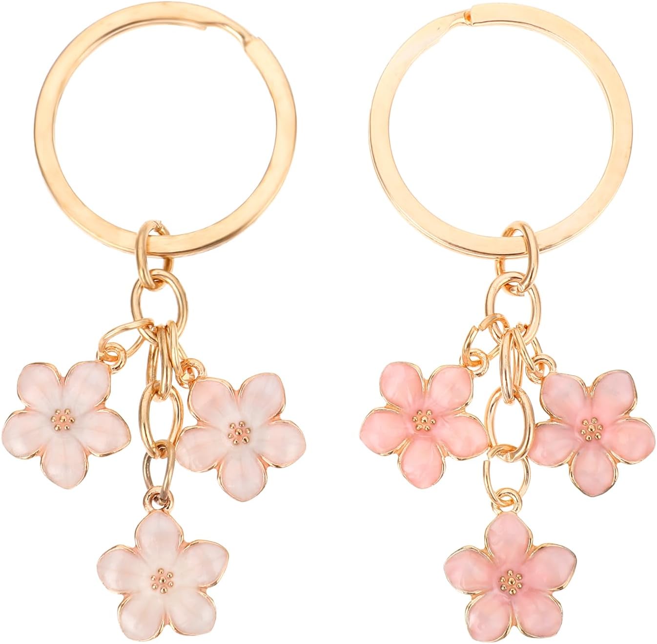 Ouligay 2pcs Cute Keychain Flower Gold Keychain Bag Charm Cute Car Accessories Keys Bag Accessories For Women Gift