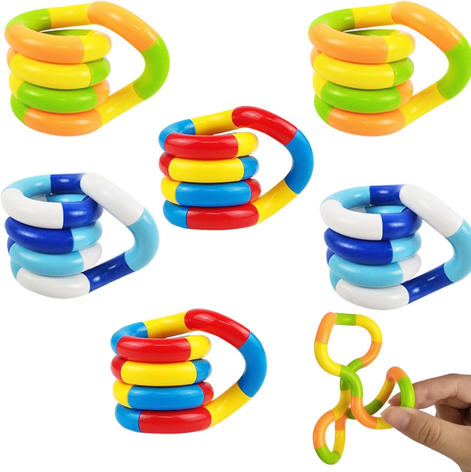 6 Pcs Tangle Fidget Toy, Fidget Toys Adults, Fidget Toys for Kids, Stress Relief Toys Adults Kids Adults for Home Office Sensory Play Fine Motor Skills Development Calming Tool Focus Concentration