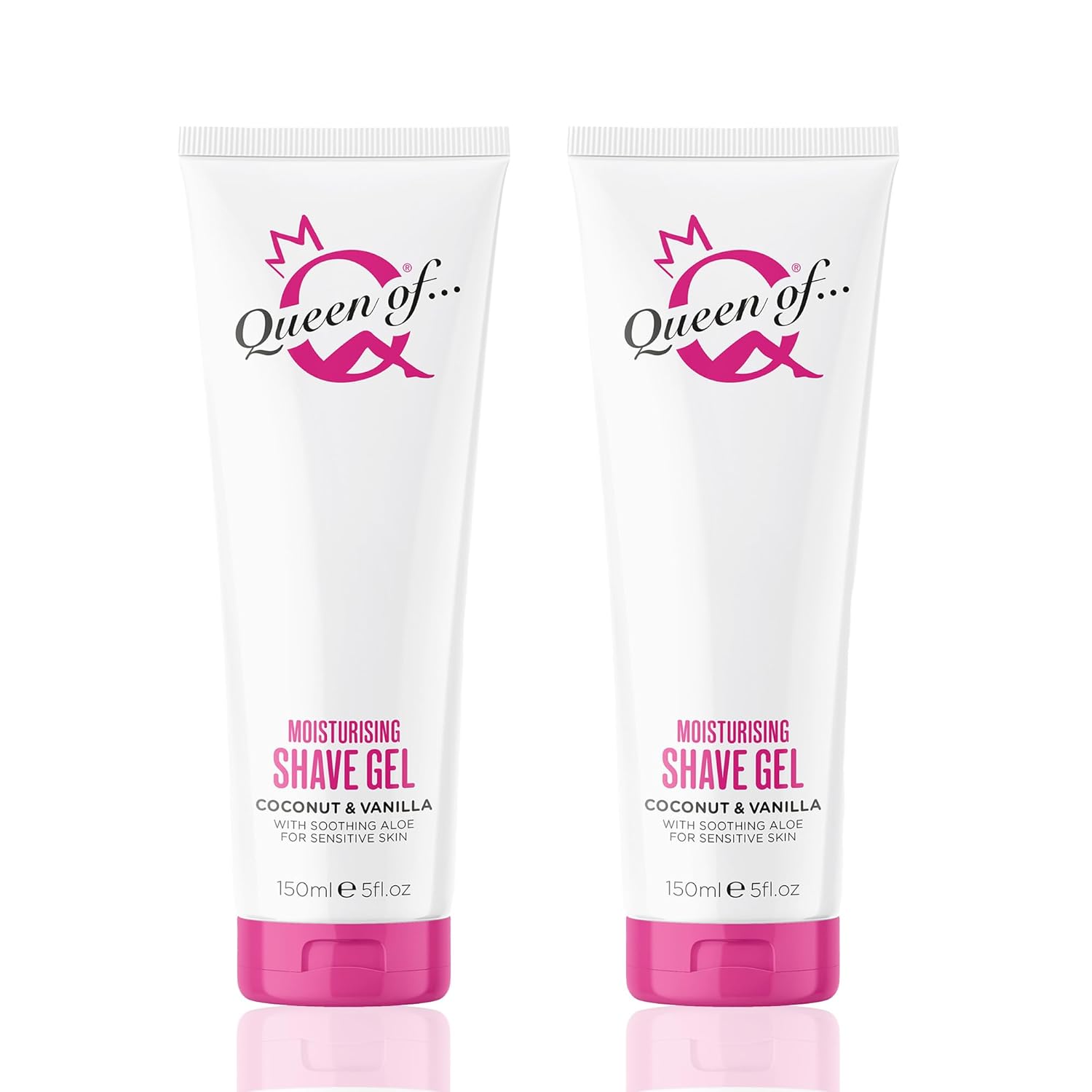 Queen of Ooh la la! Coconut and Vanilla Womens Shaving Gel, Sensitive Moisturising Shaving Cream For Women, 2x150ml