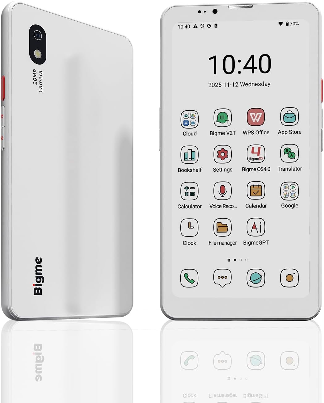 Bigme HiBreak Pro Color Epaper Phone, 8+256 GB 5G Smart Phone, Android 14 OS Ebook Reader, White (White)