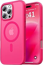Strong Magnetic for iPhone 16 Pro Case, Skin-Friendly[Compatible with Magsafe] [Military-Grade Test Protection]Never Yellow Slim Translucent Matte Cover for iPhone 16 Pro Phone Case, Hot Pink