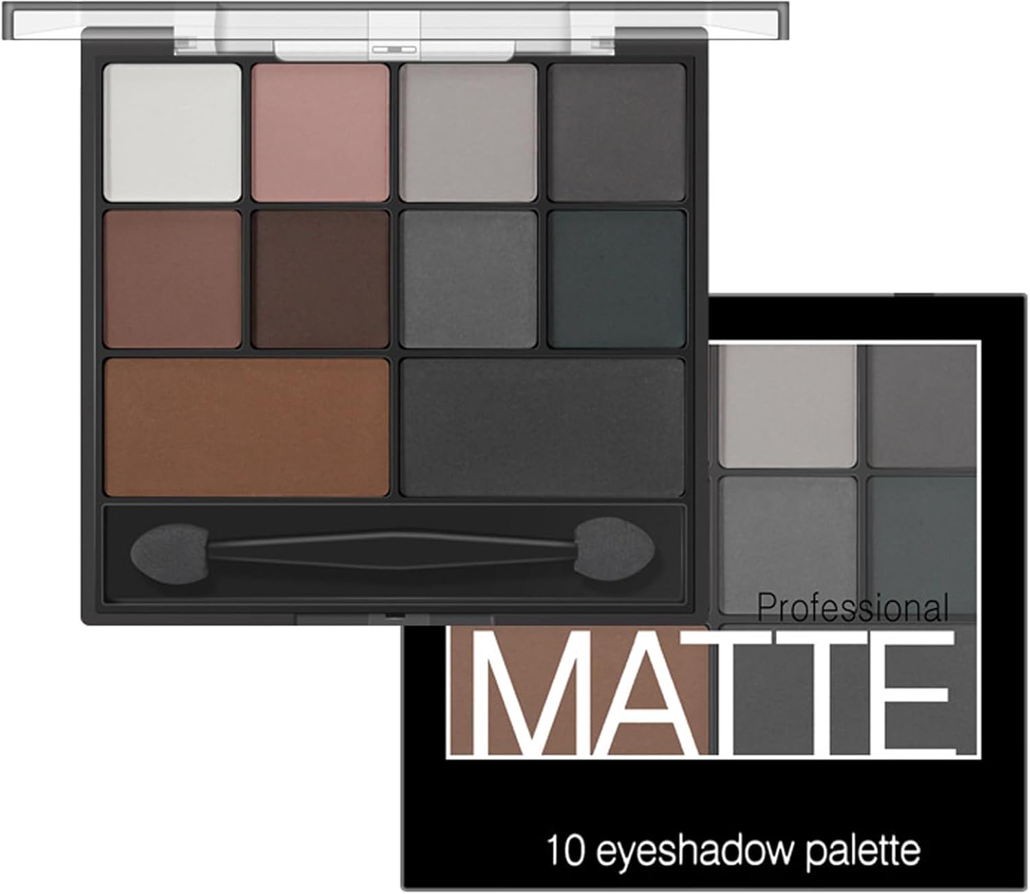 Matte Smokey Eyeshadow Palette - Highly Pigmented Waterproof Grey & Black Eye Shadow with Dual-Ended Brush for Long-Lasting Makeup Look - Suitable for Women