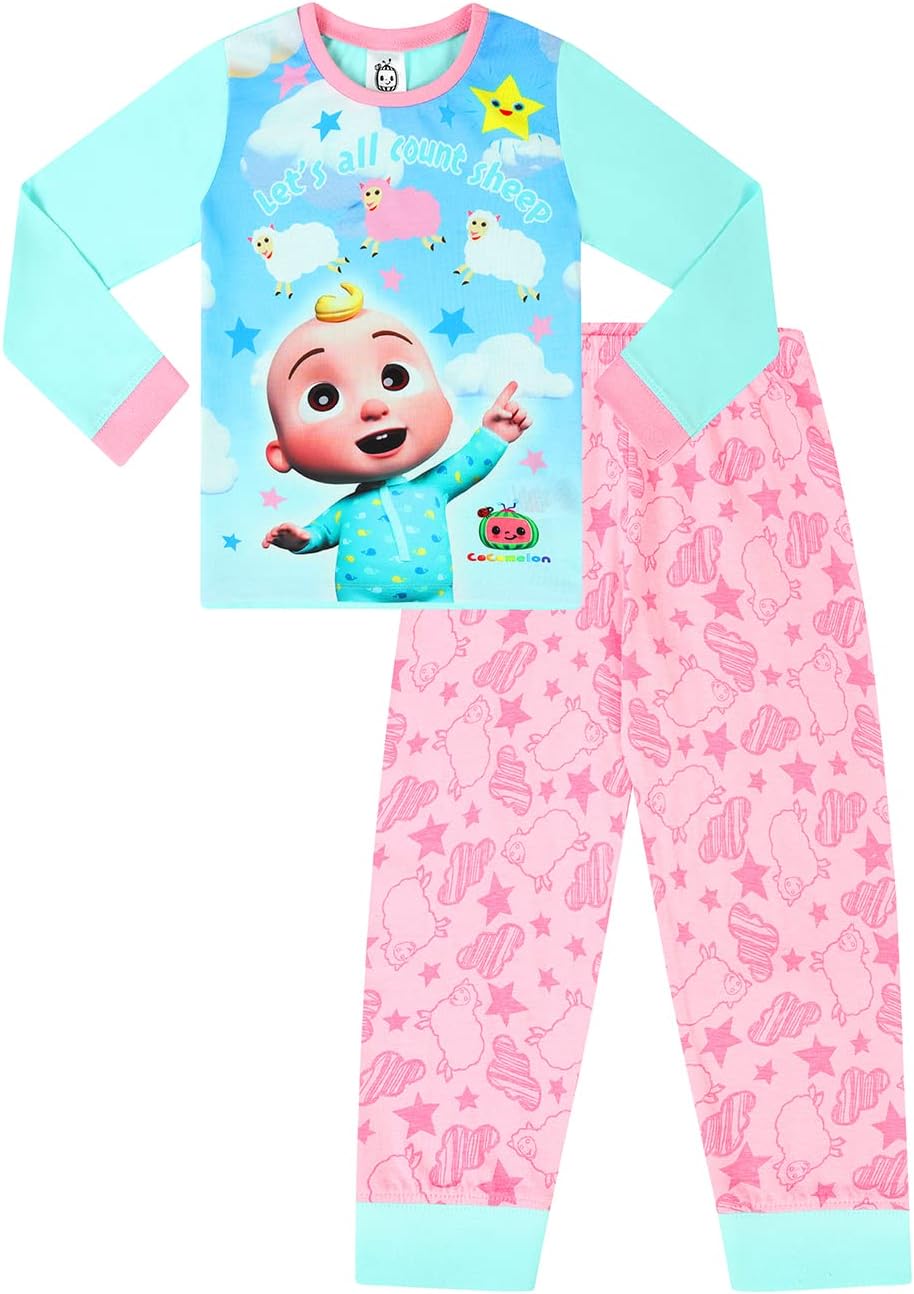 CoComelon Girls Lets All Count Sheep Long Pyjama Set Pink