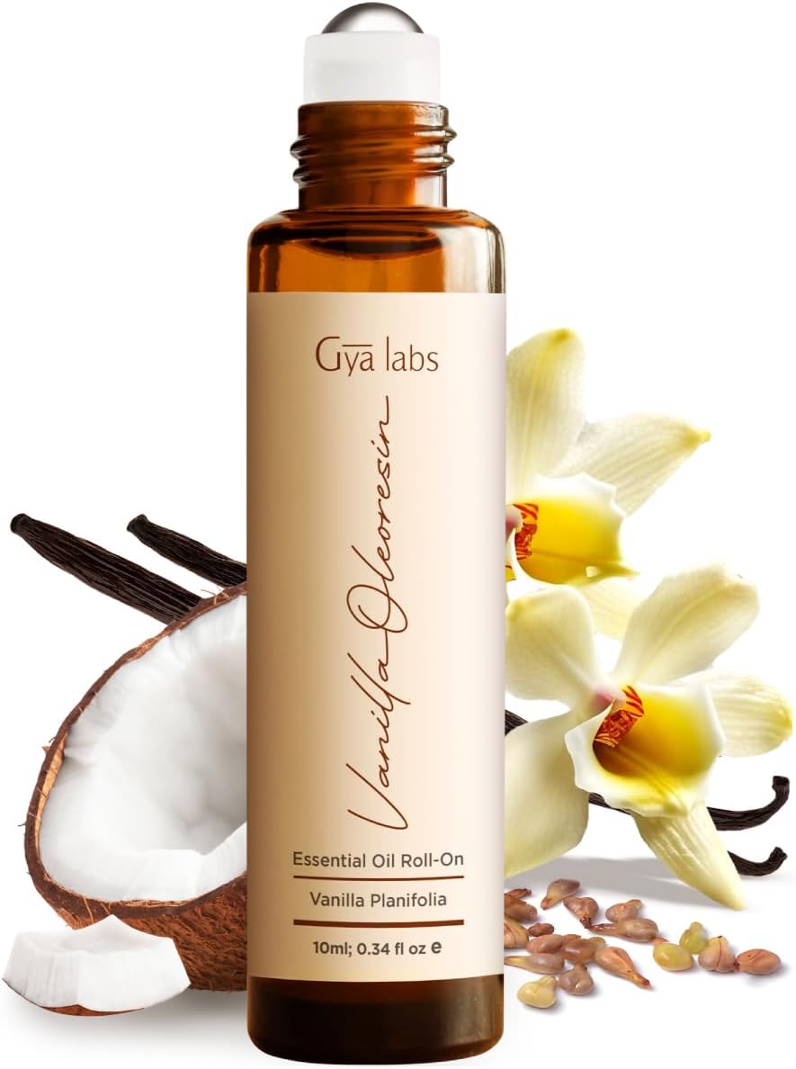 Gya Labs Vanilla Essential Oil Roll on for Skin - 100% Pure Natural Vanilla Perfume Oil for Women, Self Care Roller Aromatherapy, Alcohol Free, Travel Size (10ml)
