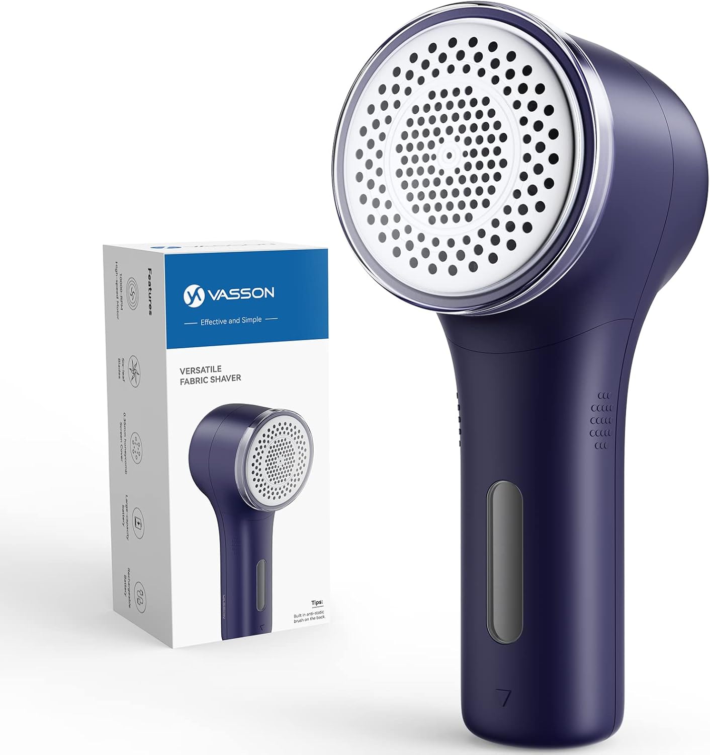 VASSON Fabric Shaver, Sweater Shavers to Remove Pilling, High-Perf Defuzzer, Rechargeable Electric Lint Shaver for Fuzz and Lint Balls from Clothing, Upholstery, Bedding (Blue)