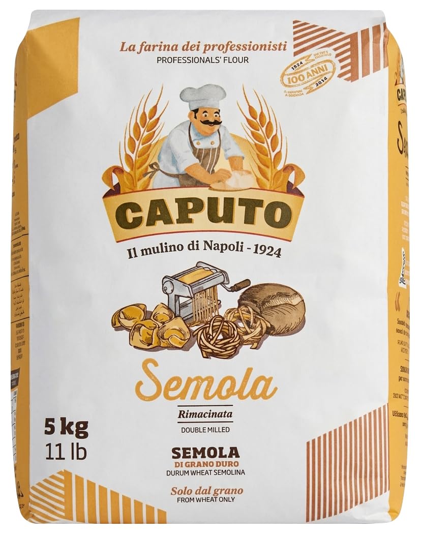 Antimo Caputo Italian Semolina 11 LBS (5kg), Fine Ground Semola Flour, Rimacinata for Fresh Pasta, Bread, Durum Wheat, Product of Italy
