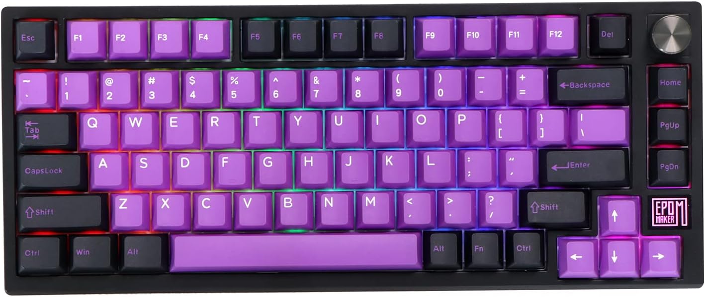 EPOMAKER TH80 SE Gasket 75% Mechanical Keyboard, NKRO Hot Swappable RGB 2.4Ghz/ Bluetooth 5.0/ Wired Gaming Keyboard with Poron/EVA Foam, 4000mah Battery (Black Purple, Budgerigar Switch)