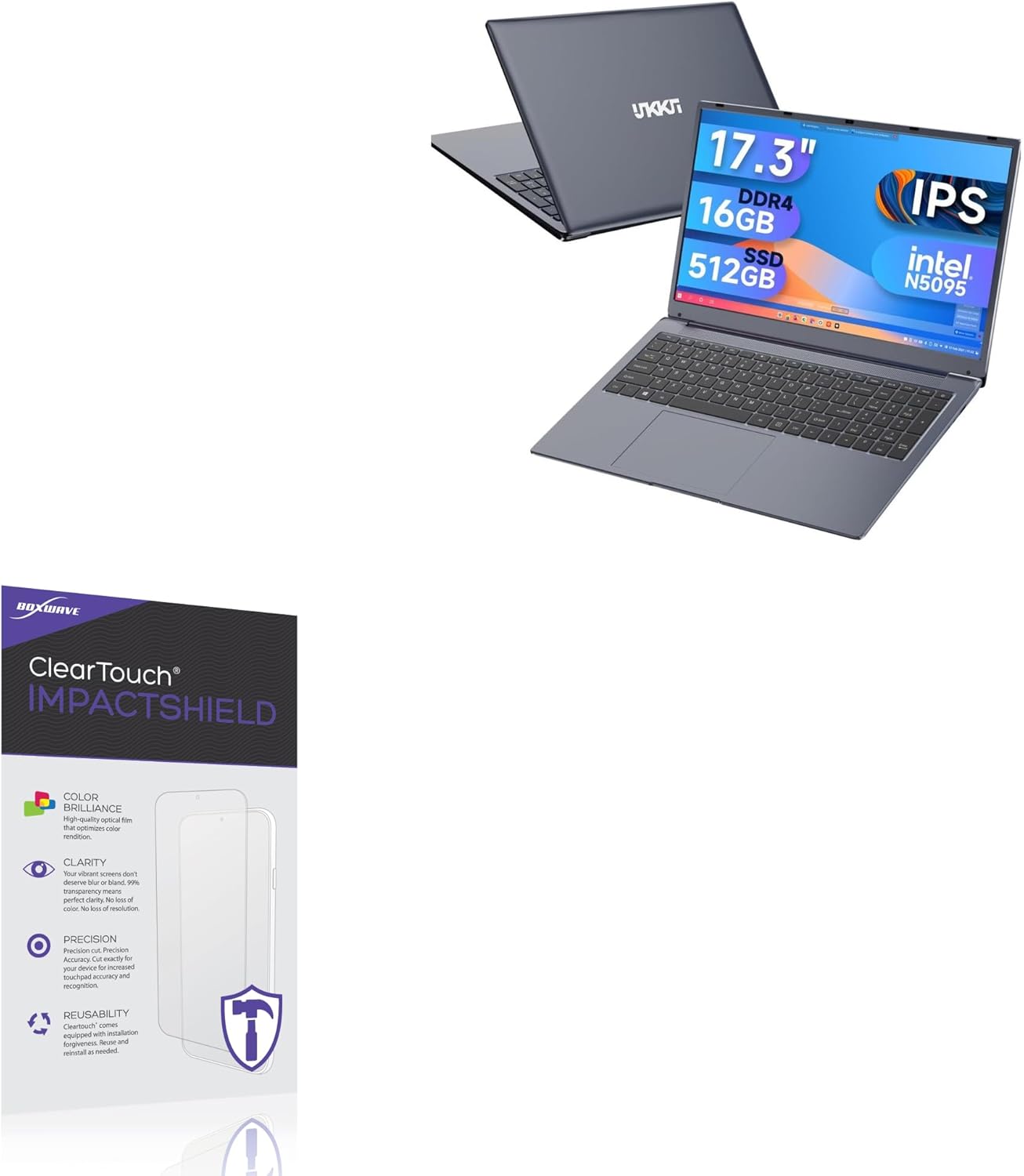 BoxWave Screen Protector Compatible with IJKKJI MTL1561 Windows 11 Laptop (17.3 in) - ClearTouch ImpactShield (2-Pack), Impenetrable Screen Protector Flexible Film