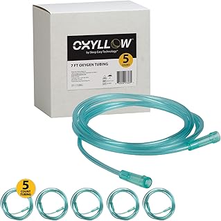 Premium 7 FT Oxygen Tubing | 5-Count | 6-Channel Kink-Resistant Air Flow | High-Visibility Green Tint | Universal End Connectors | Durable, Medical Grade Oxygen Therapy Accessory