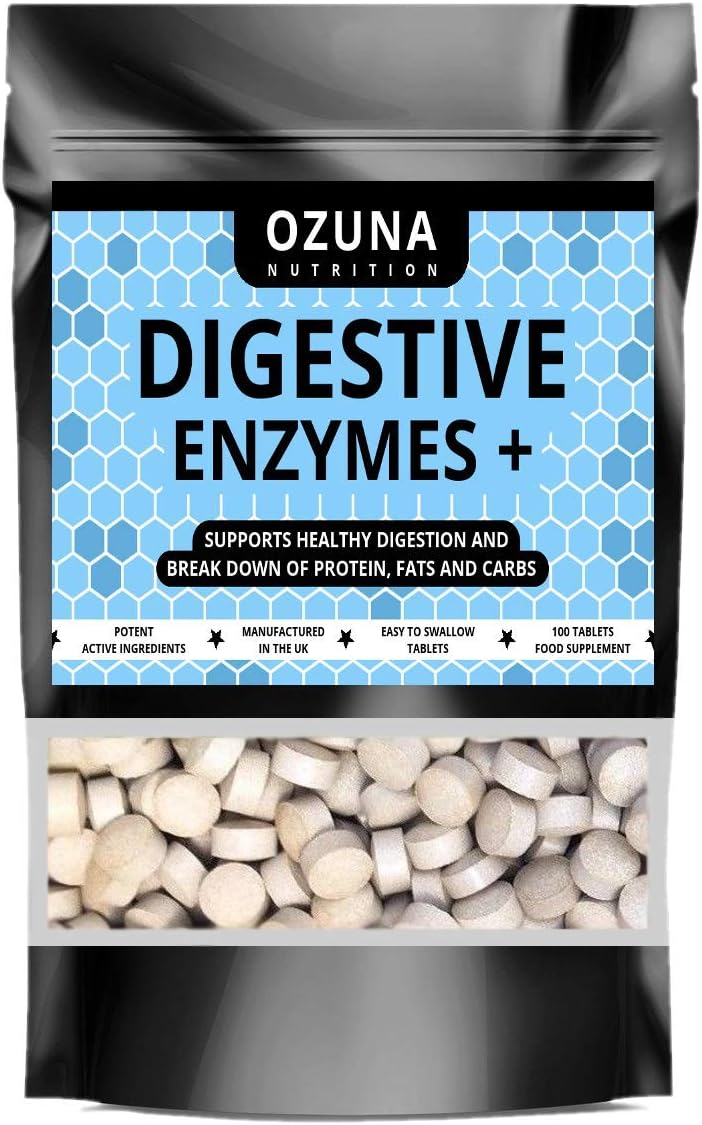 Digestive Enzymes for Optimal Digestion Support, Flatulence & Bloating Relief with Betaine HCL & Peppermint, Gut Health Supplement - 100 Tablets