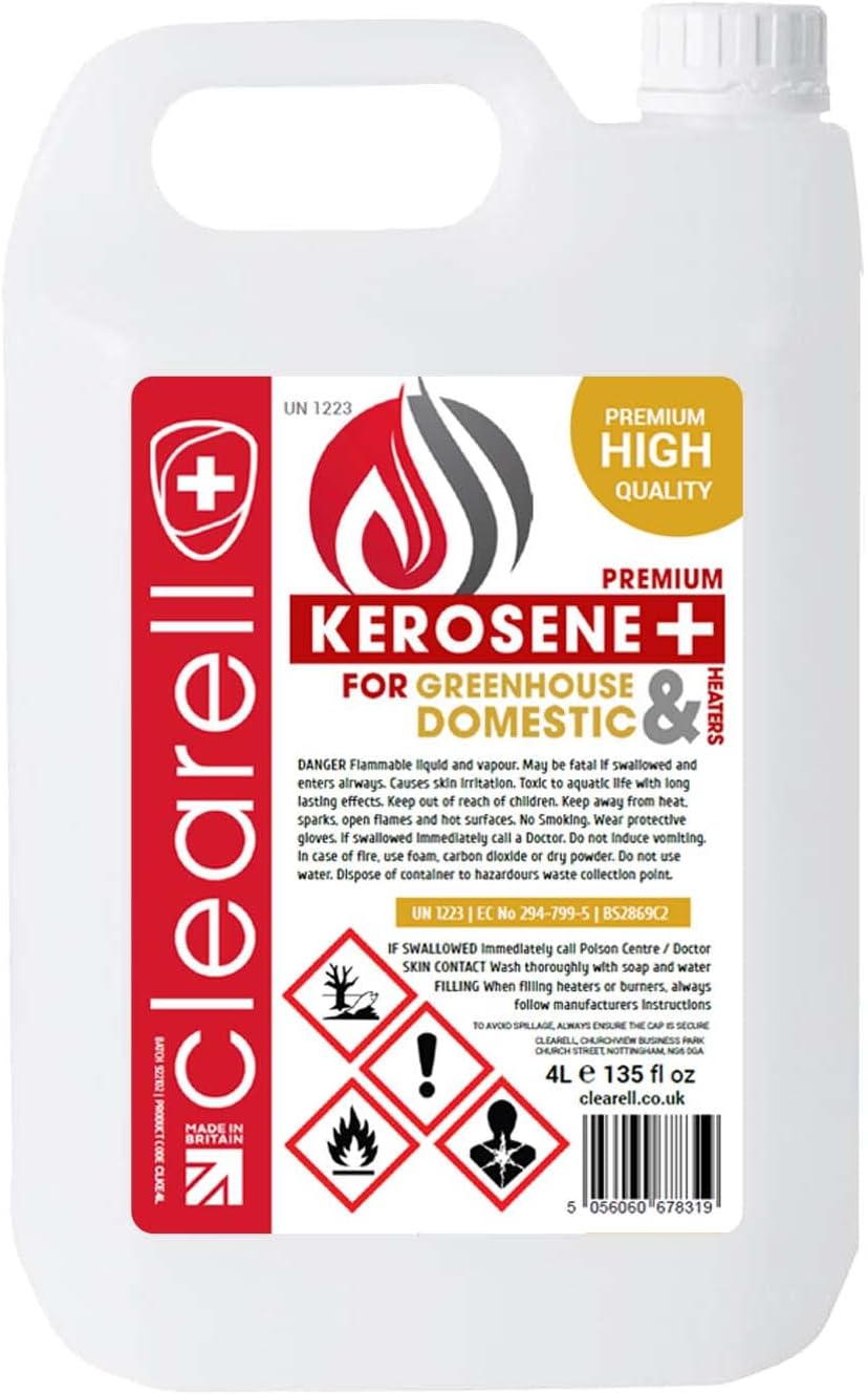 Clearell 4L | Pack of 1 | Premium Quality Kerosene Paraffin Heater Heating Oil Fuel | Compliant to BS2869C2 (4 Litres)