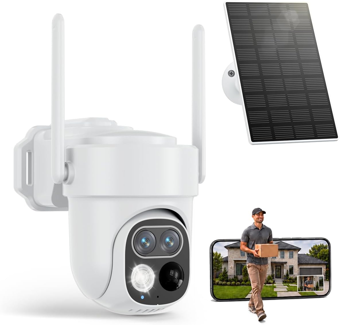 Security Cameras Wireless Outdoor, No Subscription Solar PTZ Wifi Camera