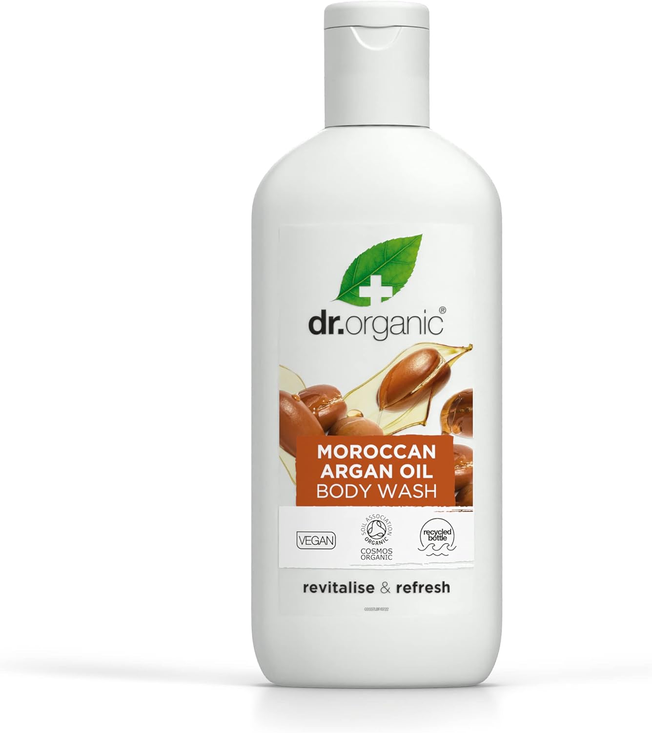 Dr Organic Moroccan Argan Oil Body Wash, Shower Gel, Natural, Vegan, Cruelty-Free, Paraben & SLS-Free, Recyclable & Recycled Ocean Bound Plastic, Certified Organic, 250ml, Packaging may vary