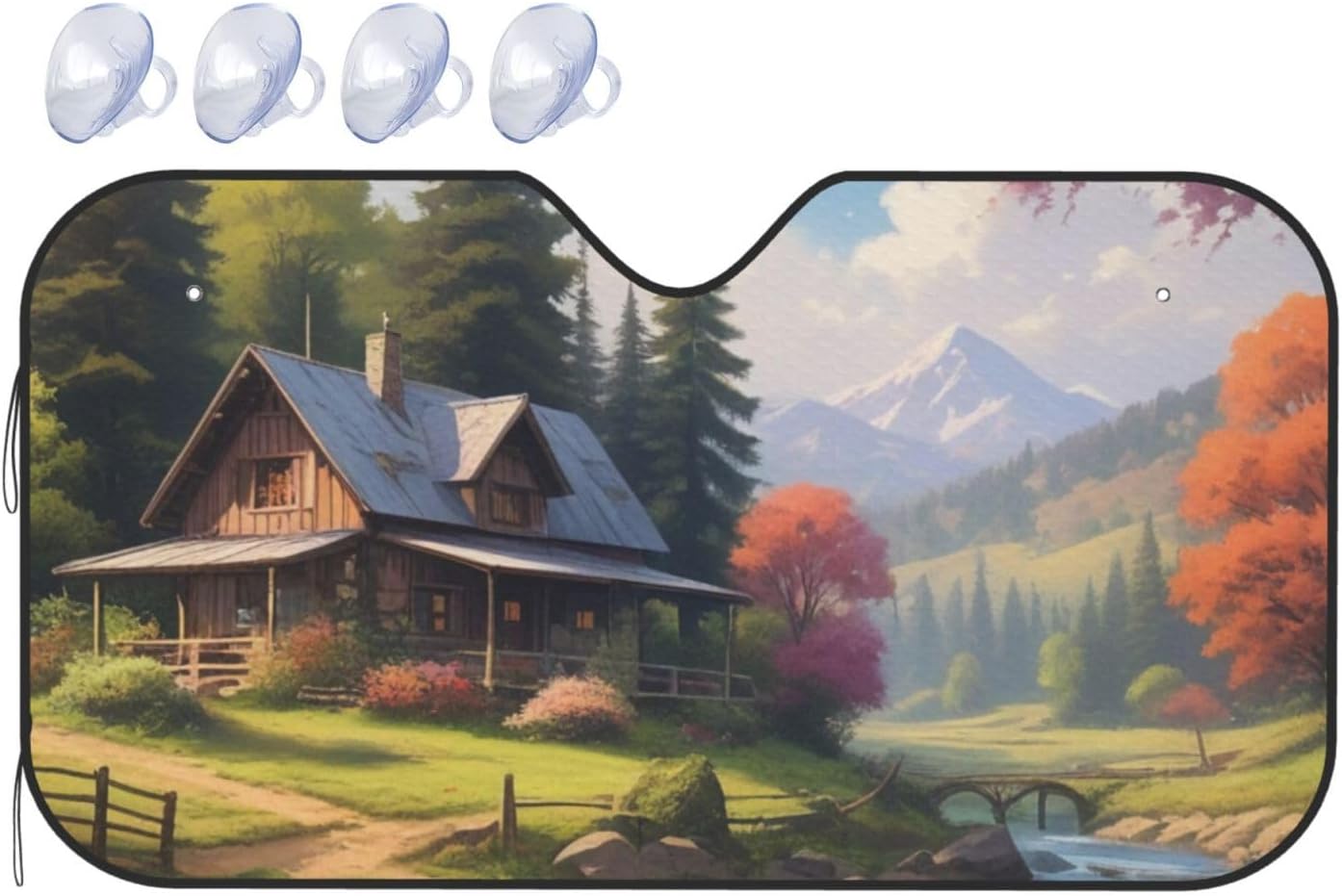Mystic Meadows Printed Sun Visor for Car,Car Front Windshield Visor Sun Shade,Foamed Aluminum Foil Style Universal
