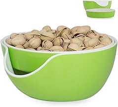Pistachio Bowl, Snack Serving Dish, Double Peanut Bowl with Nut Seeds Shell Candy Storage, Green