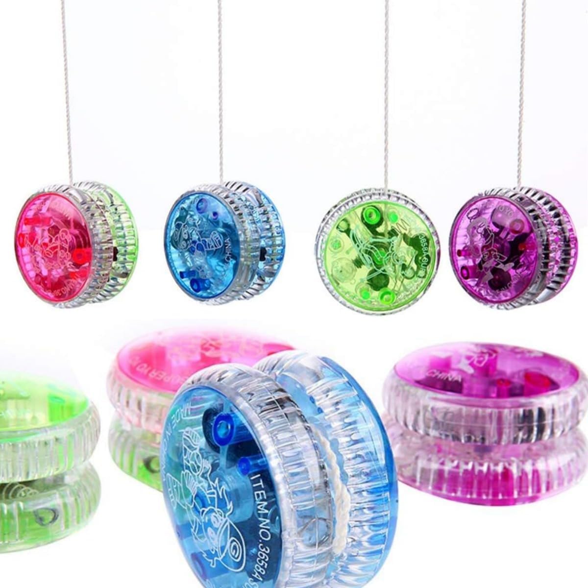 Bioristar LED Light Up Yo Yo Yoyo for Kids Beginner Yoyo for Kids Responsive Ball Bearing Yoyo 4 Pack (4 Pack LED Light Up Yoyo)