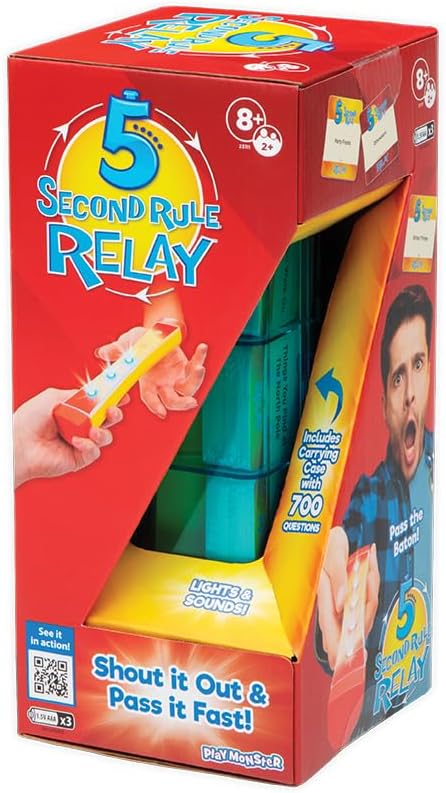 5 Second Rule Relay | Family Party Game | Electronic Relay Baton | Shout It Out & Pass It Fast! | For 2 or More Players| Age 8+
