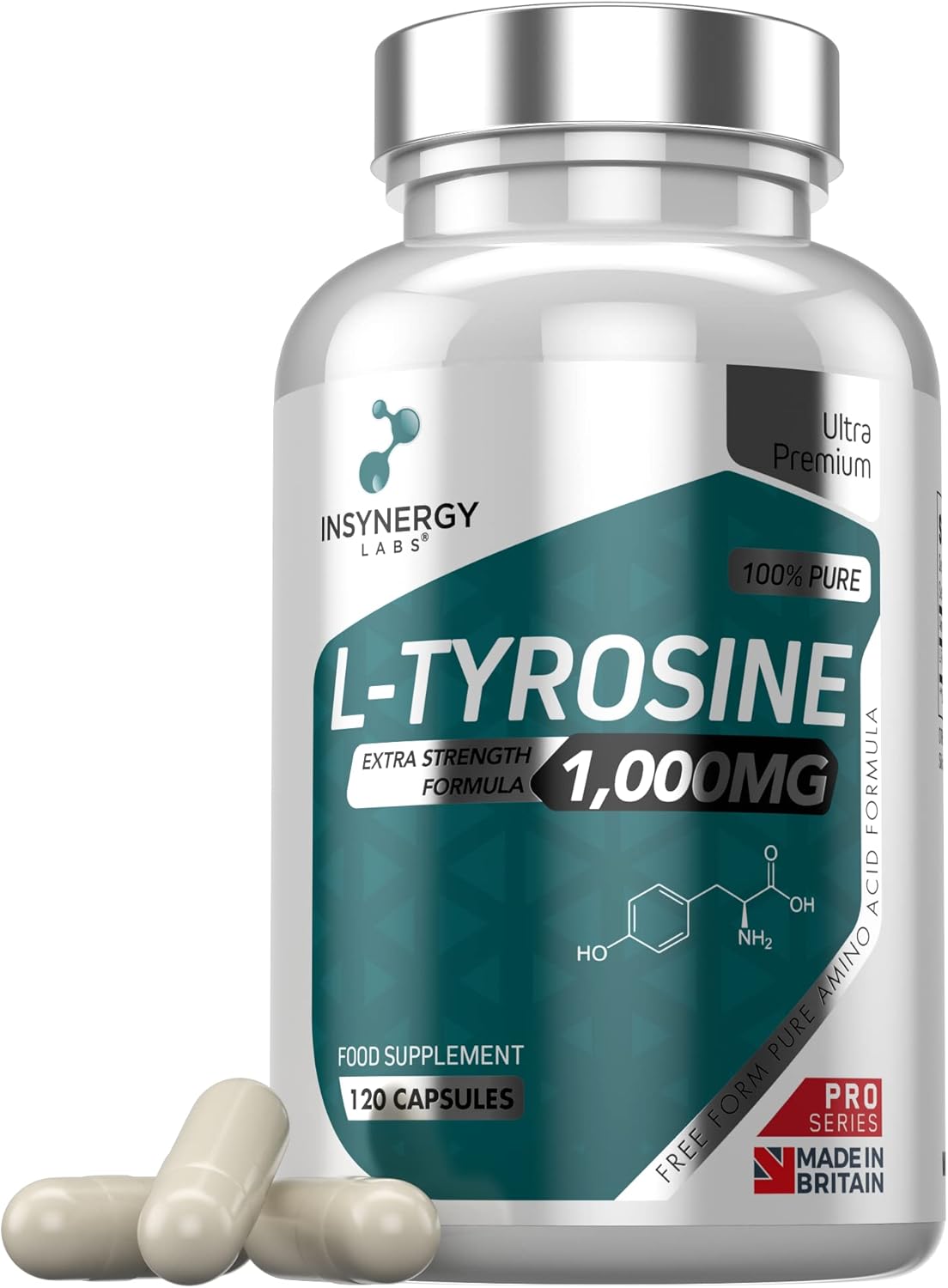 L-Tyrosine (Premium German Grade) Maximum Strength L tyrosine 1,000mg | 120 Vegan Capsules 2X Strength Tyrosine l tyrosine 1000mg Essential Amino Acids