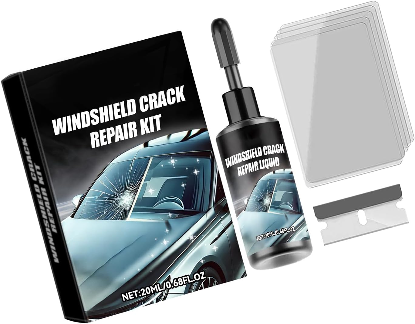 Storage Bag Windshield Repair Set Automotive Windscreen Cracks Repair Tool For Car Glass Cracks Gone Glass Set For Night Use Clear View