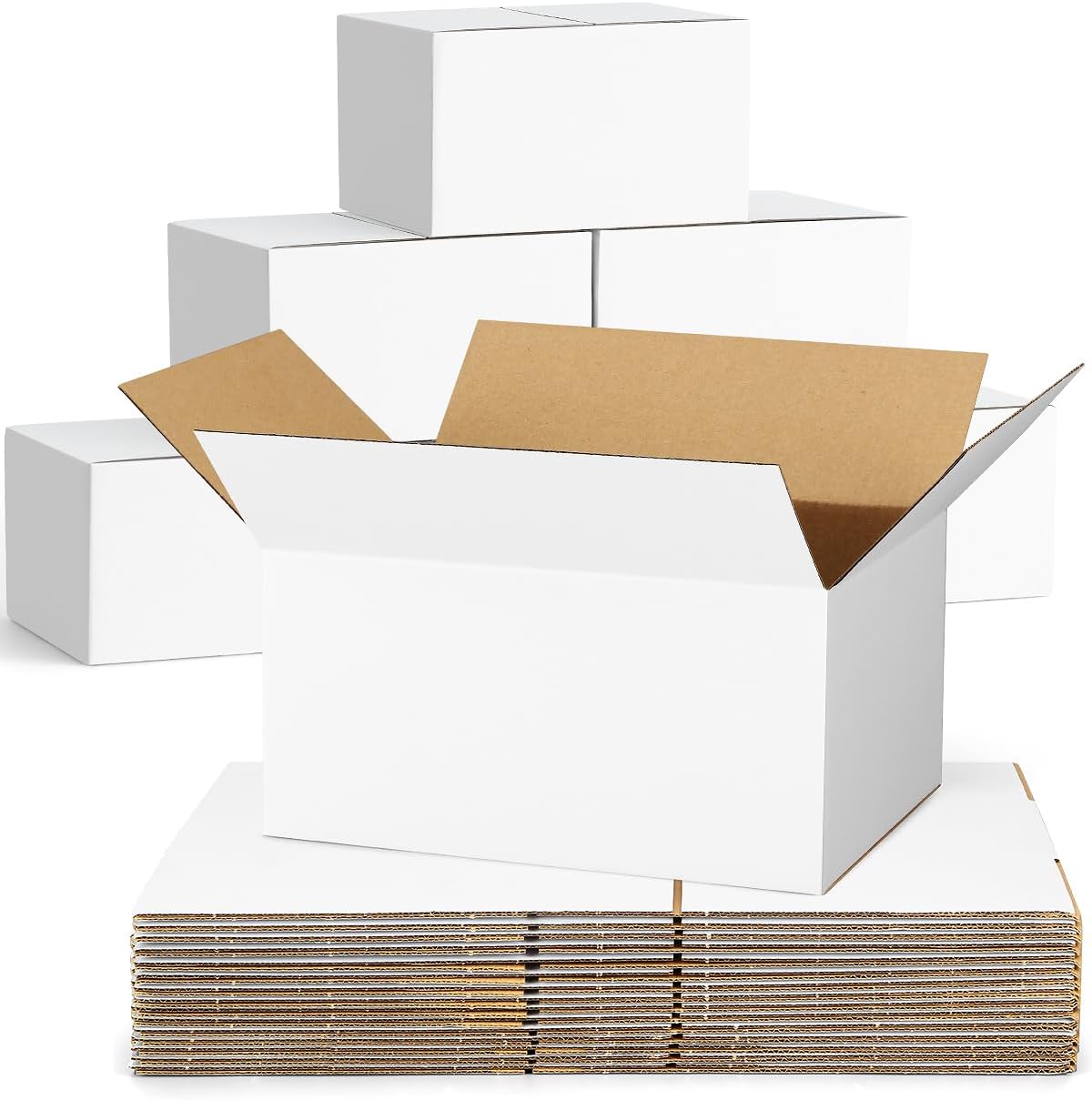 40-Pack-Small-Shipping-Boxes-8x6x4, Corrugated-Cardboard-Boxes-for-Packaging-Small-Business, White-Boxes-Mailers