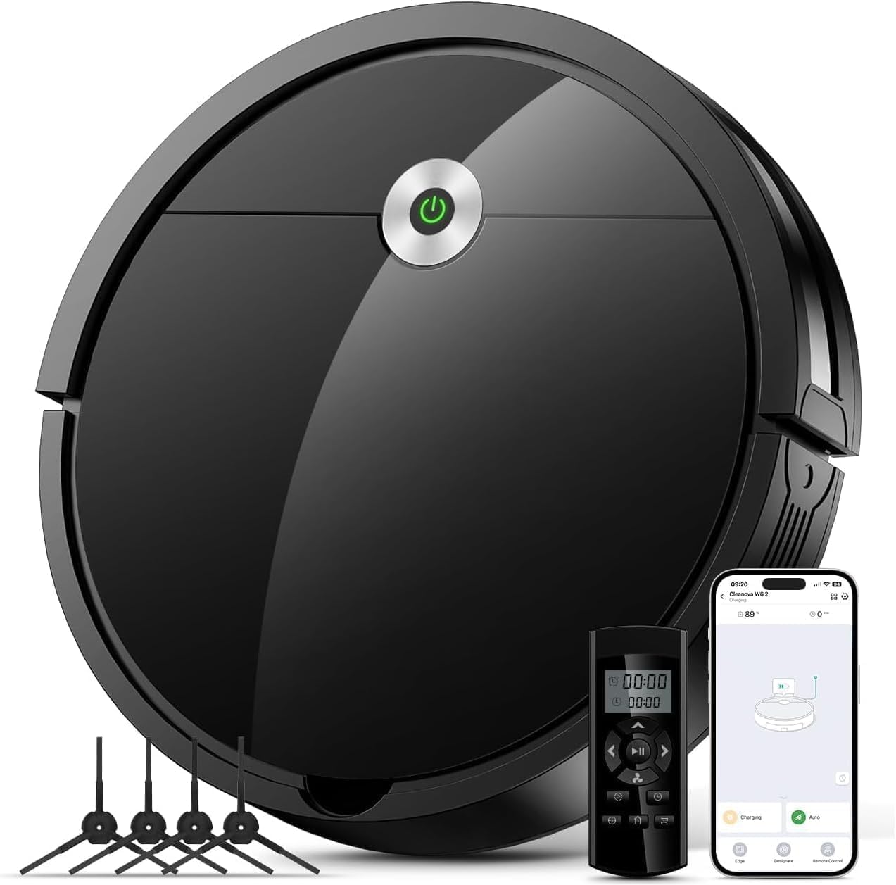 Robot Vacuum Cleaner with 2800Pa Suction, 140 Mins Run Time, Upgraded Suction Inlet Robot Vacuum, App/Remote/Voice Control, 300ML Dust Bin, Automatic Self-Charging, Ideal for Floors, Pet Hair, Carpet