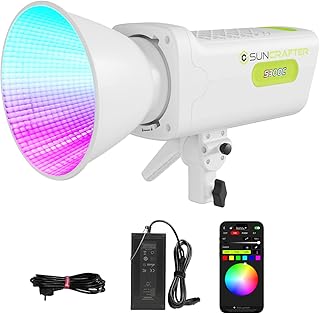 300W RGBACL COB Video Light, 360° Full Color Continuous Output Lighting, 1,400K-20,000K 30,900lux@1m, CRI97+, Bowen Mount APP Control for Photography Video Sreaming, 6-Color Light, 300C