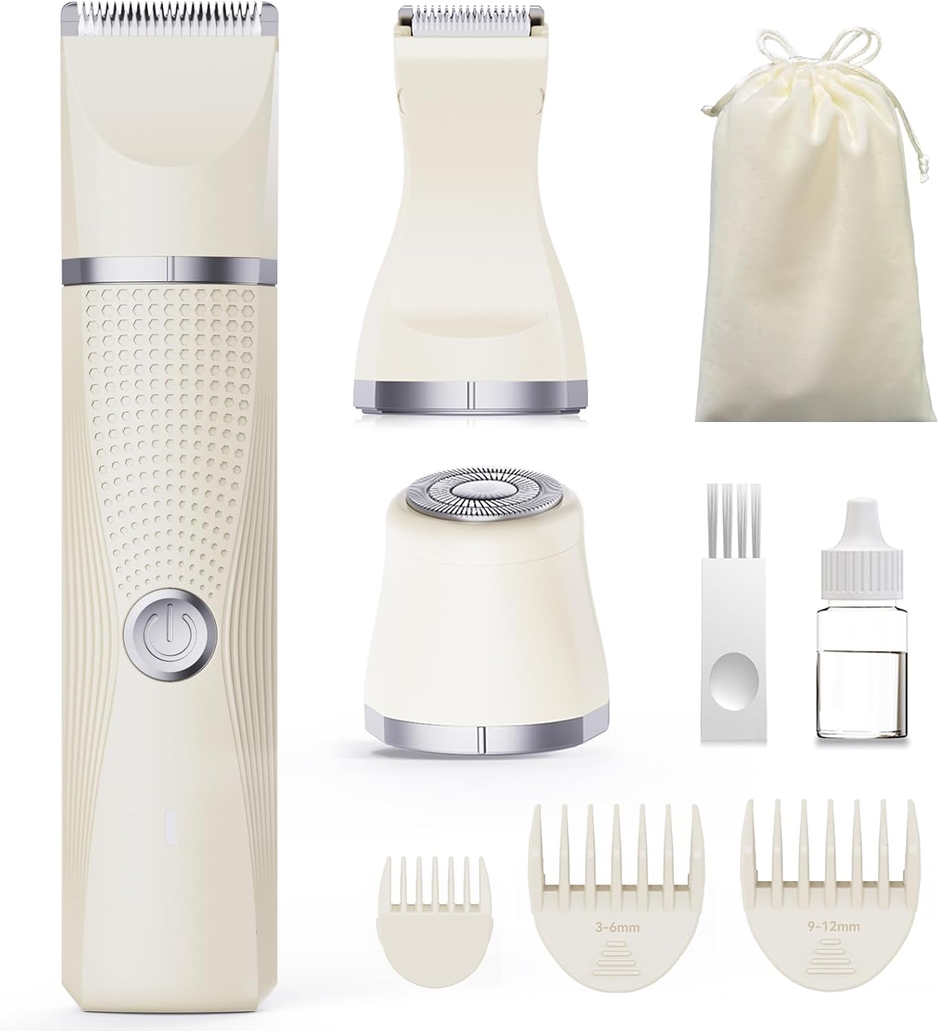 3-in-1 Electric Razor for Women - Waterproof Bikini Trimmer,Rechargeable Electric Shaver for Lady,Pubic Hair Trimmer Women,Personal Trimmer Groomer for Body Hair (Cream, LY)