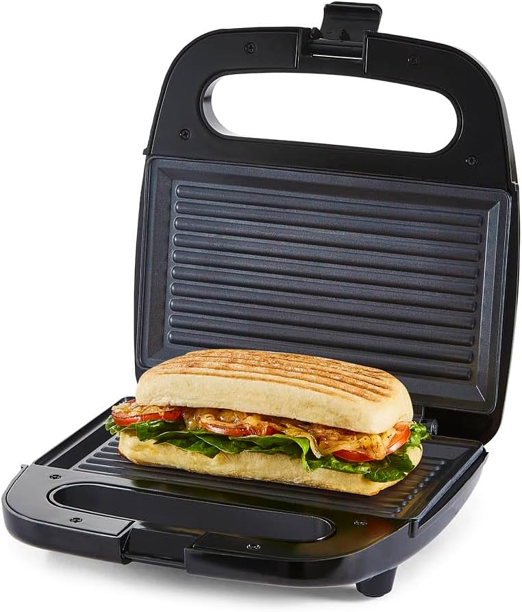 Geepas Panini Sandwich Press, 750W 2 Slice Sandwich Toaster | Non-Stick Plates, Grill & Griddle Toasty Maker | Stainless Steel Panini Press | Ideal for Breakfast | 2 Year Warranty