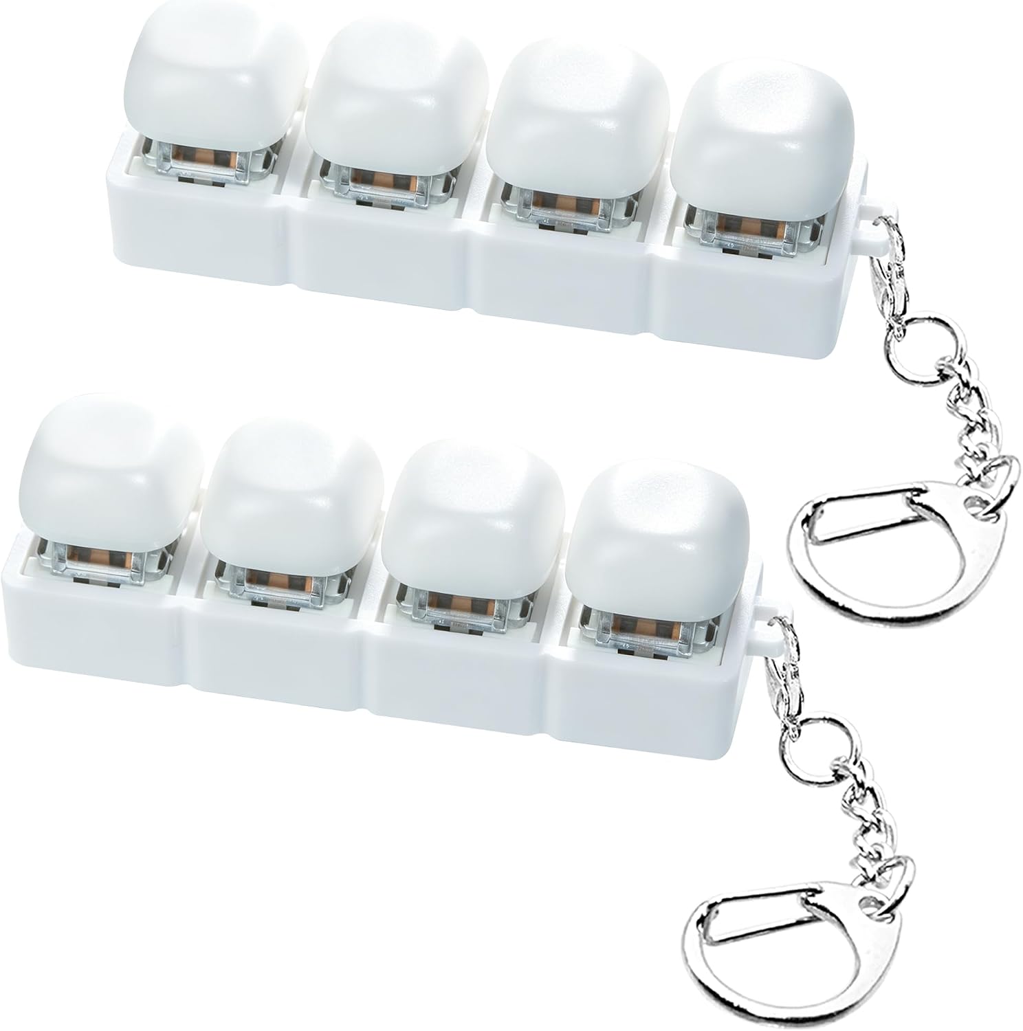 2 PCS Cute Keyboard Fidget Toy, Bread Shape Keyboard Fidget Keychain 4-in-1 Keyboard Decompression Button Finger Clicker Toys, Portable Tactile Button Sensory Fidget Toys Stress Relief Gifts (W-Bread
