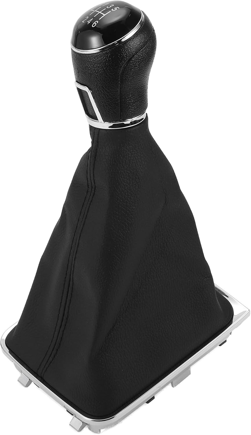 TUCKBOLD 6 Speed Manual Gear Shifter Knob with Cover for Volkswagen Golf Mk7 GTI | Front Gearbox Stick Shifter Lever Knob Black Plastic Faux Leather 1 Pcs