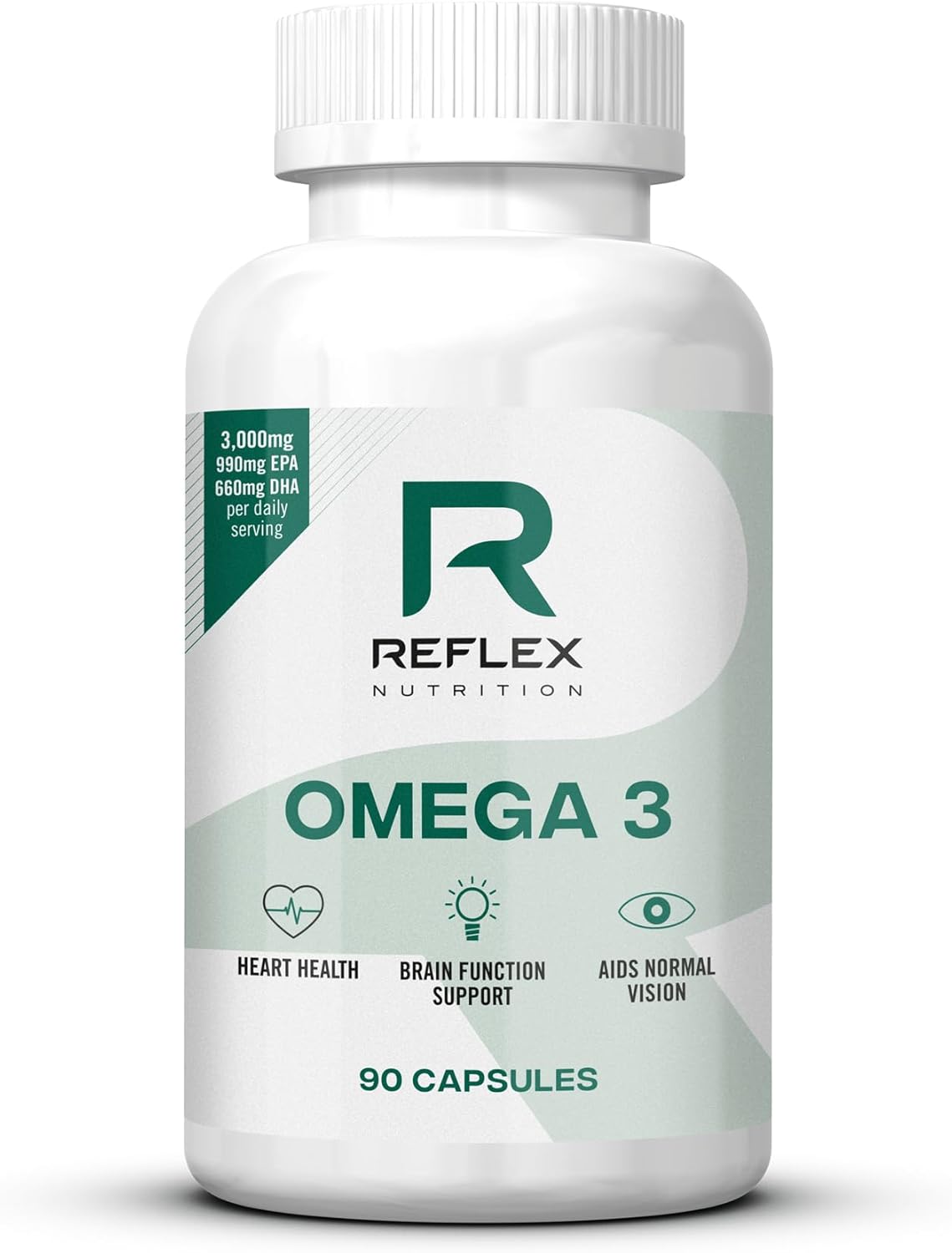 Reflex Nutrition Omega 3 - Omega 3 Capsules High Strength: 1000mg Fish Oil Supplement with 330mg EPA & 220mg DHA - Support Heart Health & Brain Function - Maintain Normal Blood Pressure (90 Capsules)