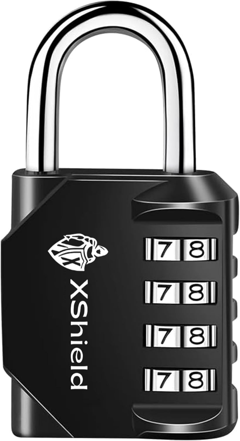 Double Dragon 4-Digit Combination Padlock | Heavy-Duty Keyless Lock with 10,000 Code Options | Weather-Resistant Alloy Body | Ideal for Lockers, Gates, Gym, Outdoor & Travel – Black (Pack of 1)