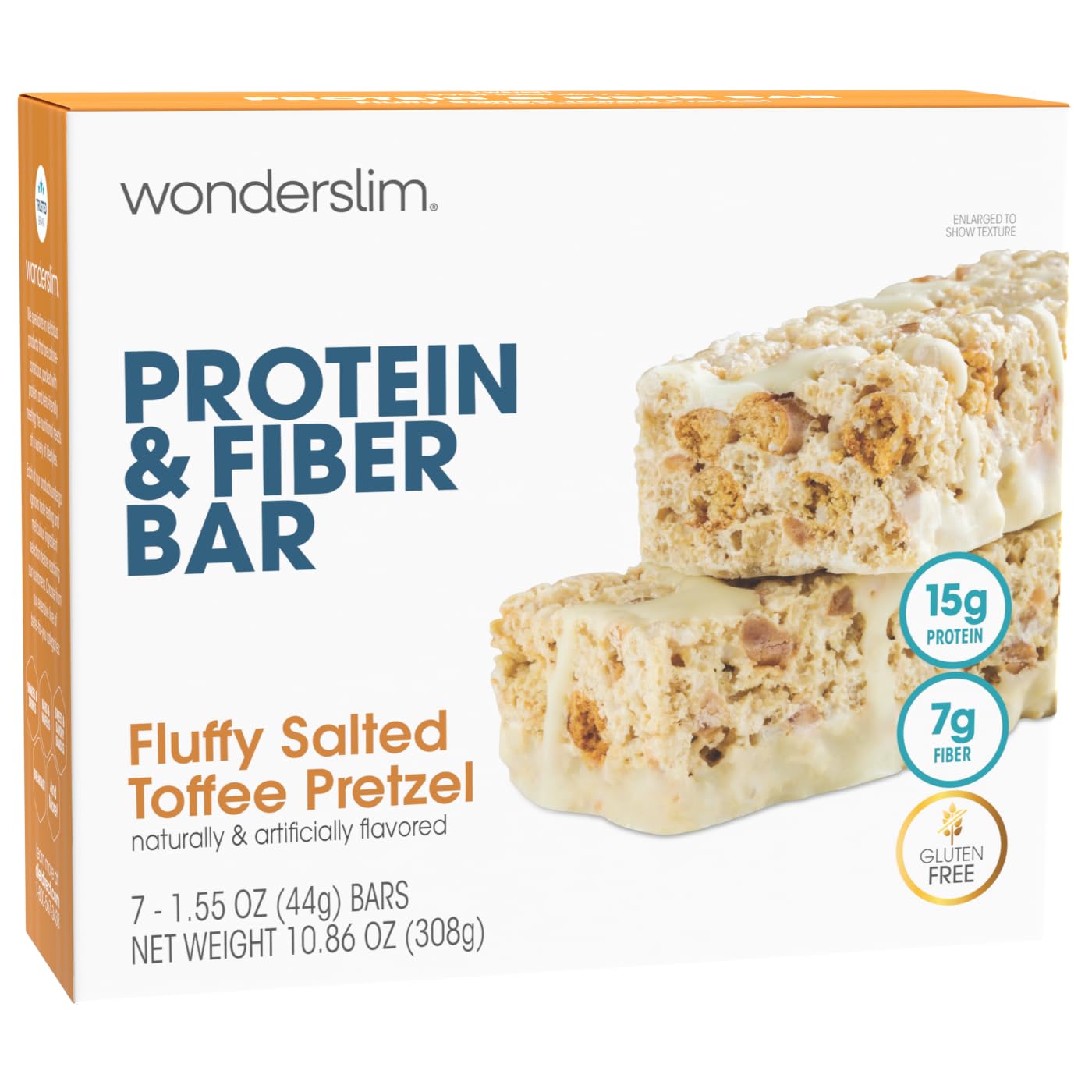 Wonderslim High Fiber Protein Bars, Salted Toffee Pretzel | 15g Protein, 7g Fiber | Low Sugar, Low Carb | Healthy Indulgence | Satisfying, Supports Energy & On-the-Go Convenience, 7 Pack