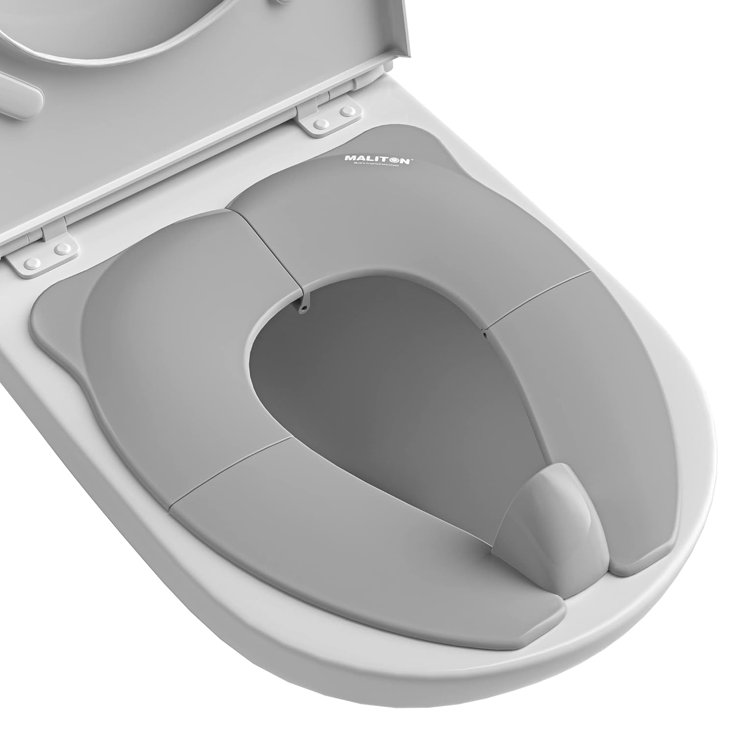 Travel Potty Seat for Toddler & Kid, Maliton Portable Potty Seat with Storage Bag, Foldable Potty Seat for Toddler Travel, Non-Slip Potty Training Toilet Seat Cover with Splash Guard (Grey)