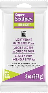 Polyform Super Sculpey Ultralight White, Lightweight, Non Toxic. Soft, Sculpting Modeling Polymer clay, Oven-bake clay, 8 oz bar. Great for all advanced sculptors, artists and cosplayers.