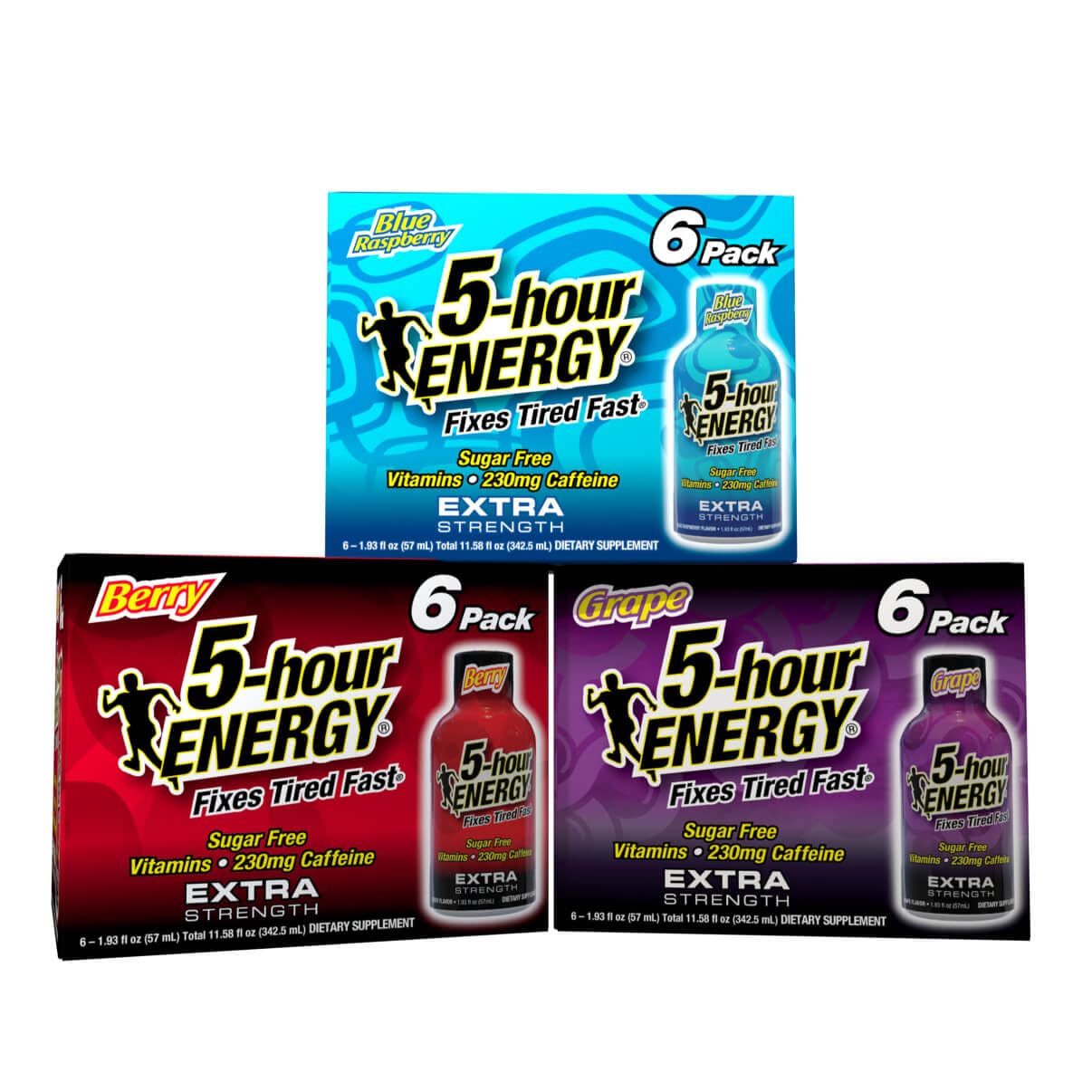 5-Hour Energy Extra Strength Shots Variety Pack, 18 Count (1.93 fl oz) - Blue Raspberry, Berry, Grape Flavors