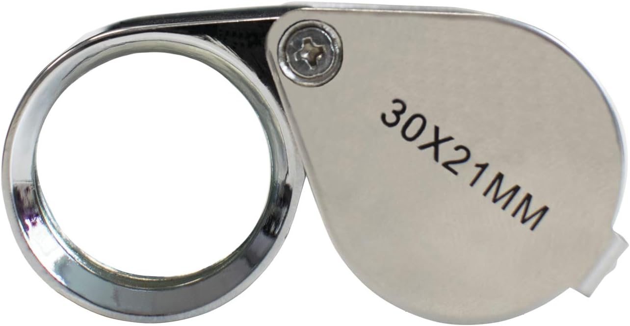 DIGIFLEX Jewellers Loupe - Lens 30 x 21mm Glass Jewellery Antiques Magnifier Eye Lens - Magnifying Handheld Loop - Eyeglass for Hobbies Geology Coin Collecting
