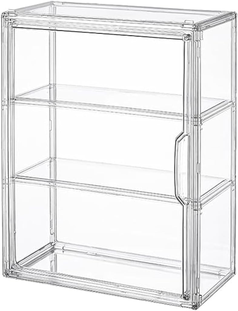3 Tiers Clear Display Case for Figures, Acrylic Storage Organizers Box with Magnetic Door, Wall-Mounted Dustproof Showcase for Collectibles Action Figure
