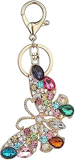 Butterfly Keychain Sparkling Keyring Crystal Rhinestones Purse Pendant Handbag Charm