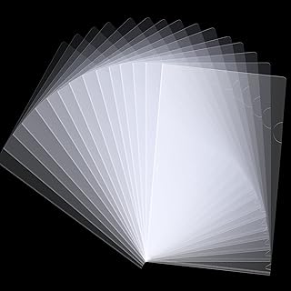 100 Pcs Clear Document Folder Project Pocket for US Letter / A4 Size - Transparent L-Type Plastic Folder
