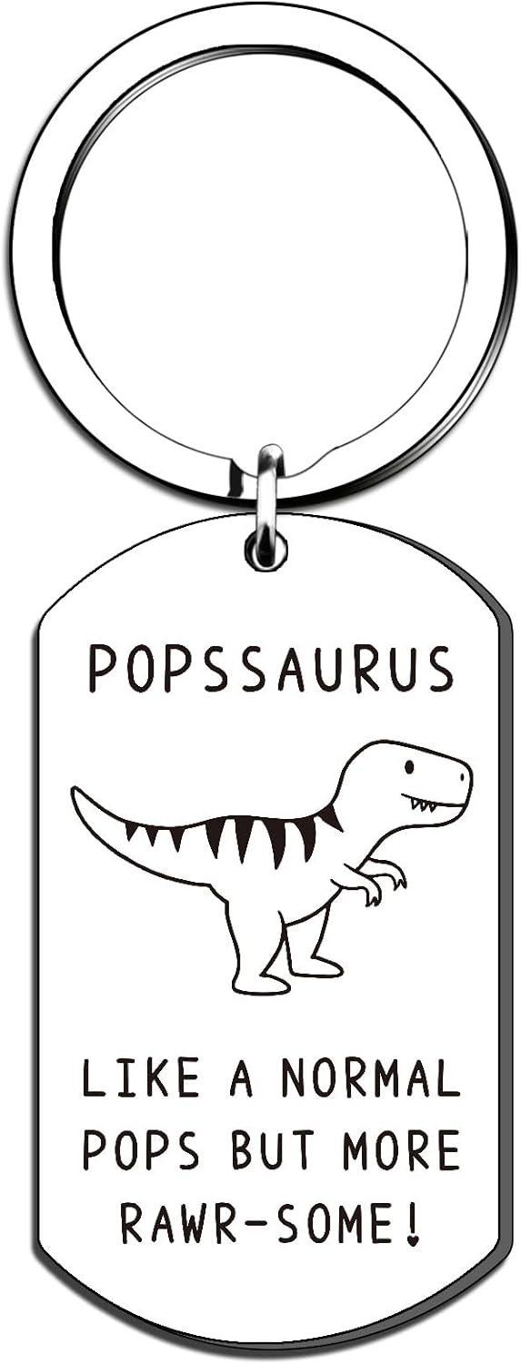 Funny Popssaurus Gifts - Pops Keyring for Birthday, Christmas & Thanksgiving