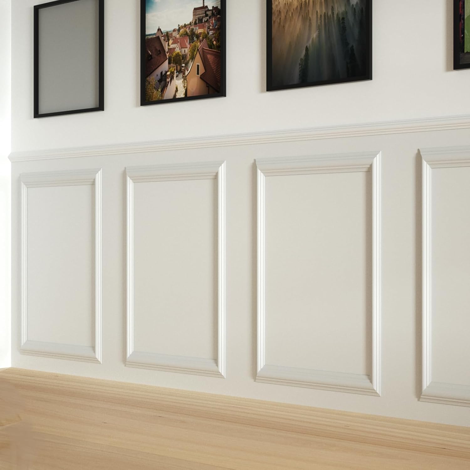 NeatiEase 4 Set Peel and Stick Wall Molding Trim Kit, 16" x20" Premade Wainscoting Panels, Self Adhesive Moulding Panel for Interior Walls Picture Frame