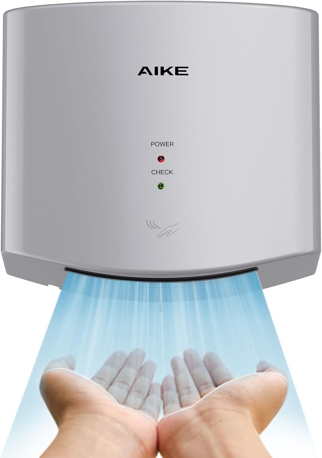 AIKE Air Wiper Compact Hand Dryer for Bathrooms, 110V Model AK2630S Silver