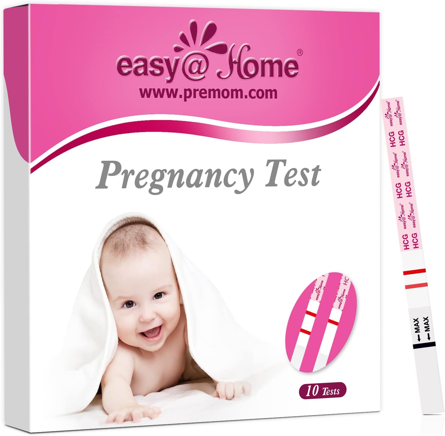 Easy@Home Pregnancy Test Strips Kit: 10 Pack HCG Test Strips - Early Detection Home Pregnancy Test
