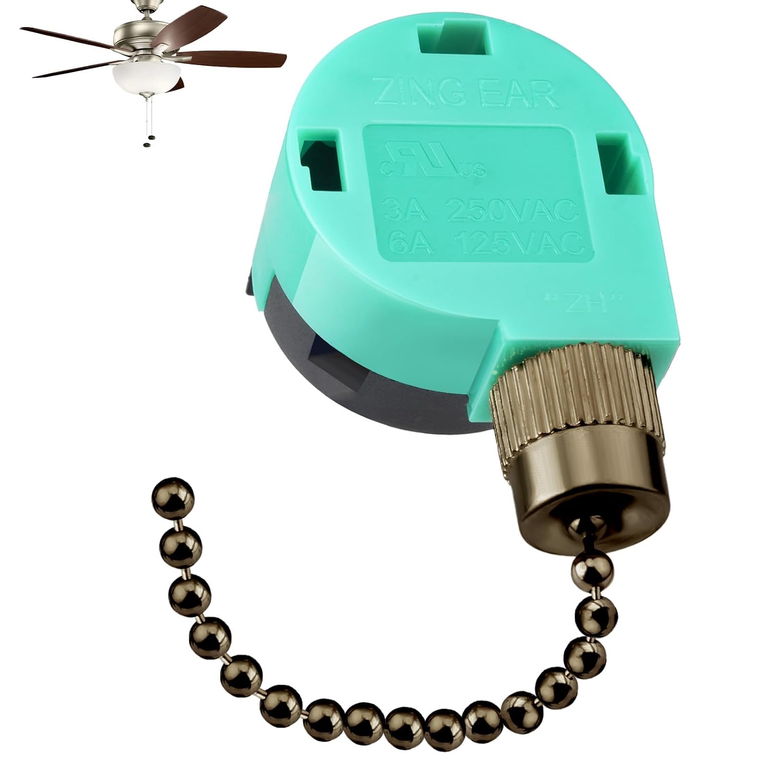 Ceiling Fan Switch ZE-268S6 3 Speed 4 Wire, Switch Control Replacement for Ceiling Fans, Hampton Bay Fans, Hunter Fans, and Standing Fans, Wall Lamps (Bronze)
